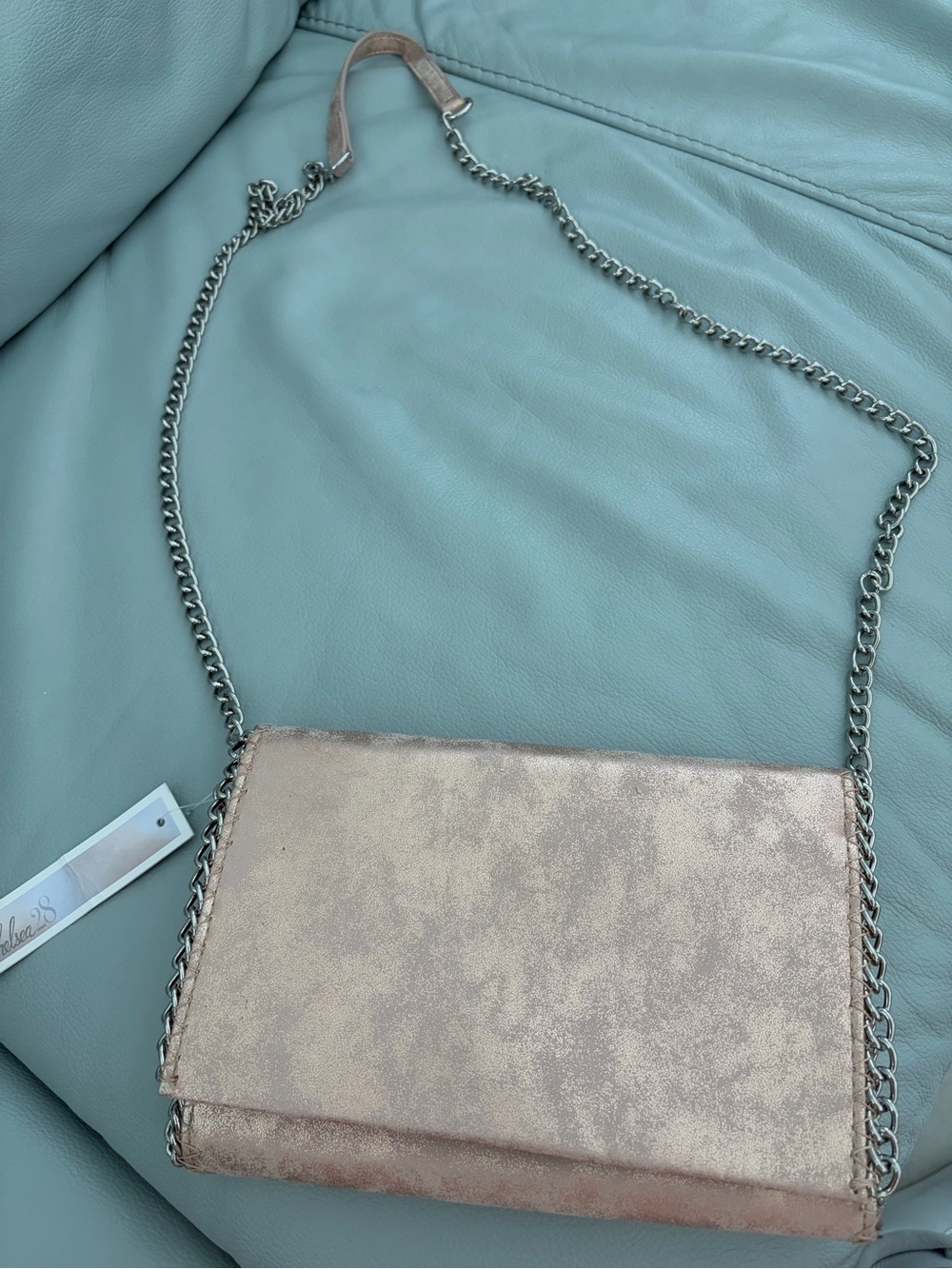 Chelsea28 Metallic Rose Gold Chain Shoulder Bag